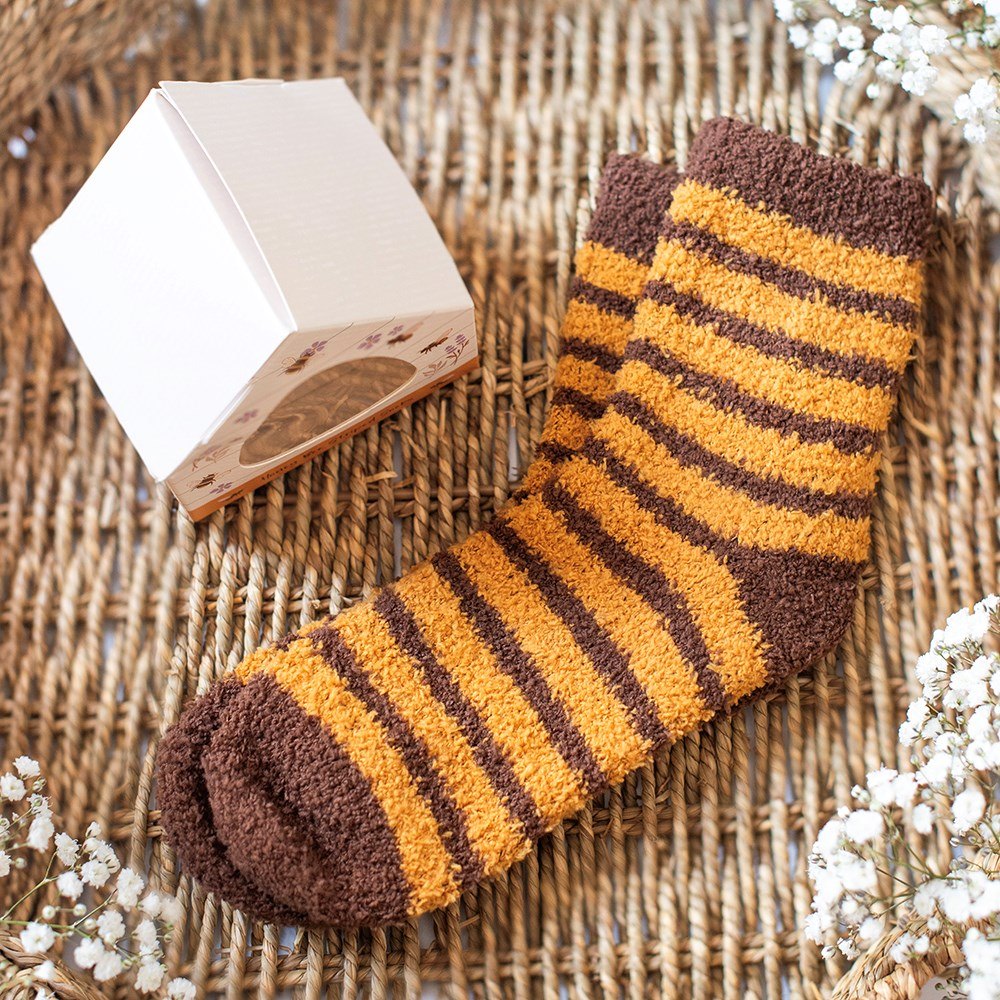 Honey Bee Striped Socks in Beehive Gift Box
