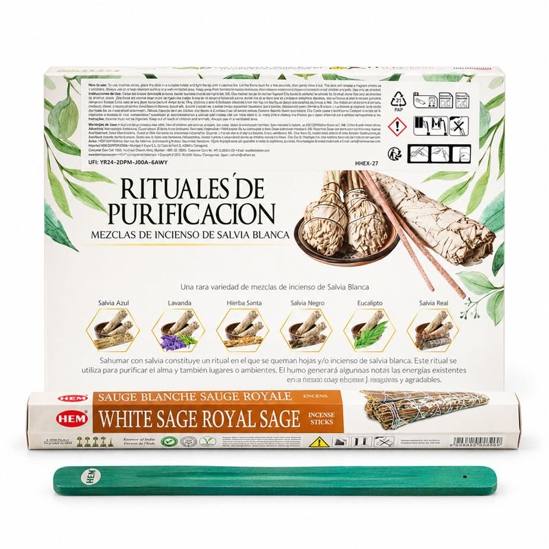HEM White Sage Cleansing Collection Hexagonal Incense Set with Ashcatcher2