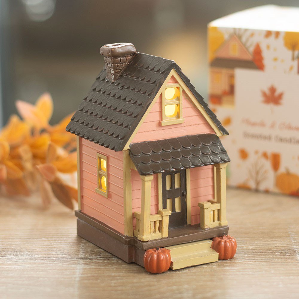 Pink Pumpkin House LED Light-Up Decoration