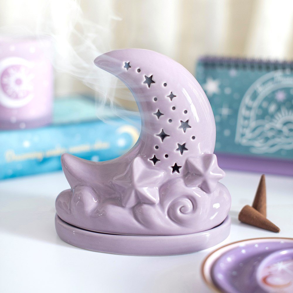 Pastel Skies Purple Moon Incense Cone Holder