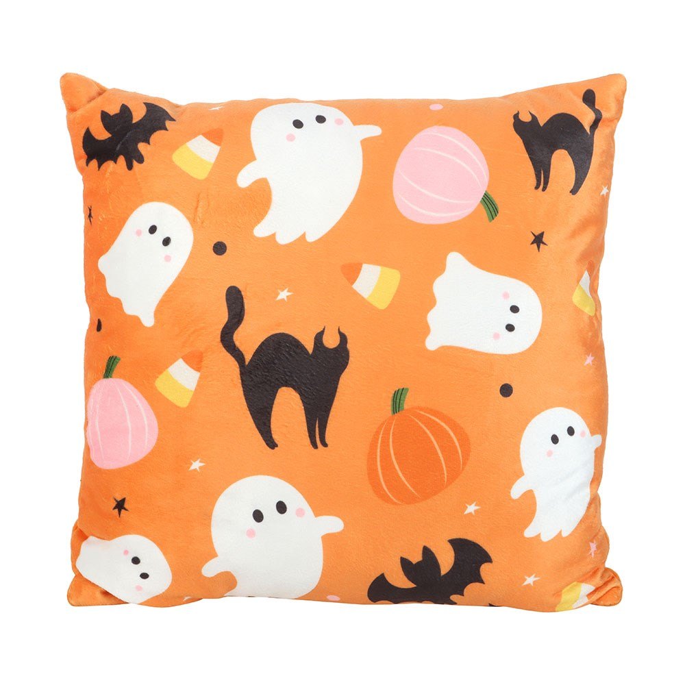 Sweet and Spooky Ghost Print Square Cushion