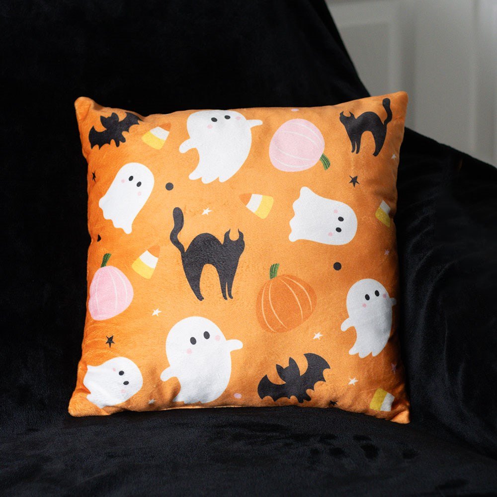 Sweet and Spooky Ghost Print Square Cushion3