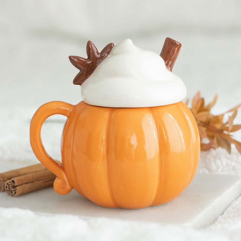 Pumpkin Shaped Lidded Ceramic Mug (400ml)