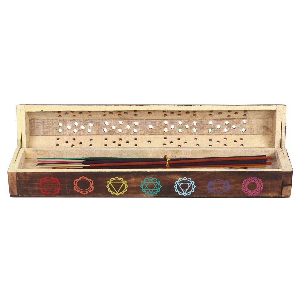 Chakra Wooden Incense Box & 10 Mixed Incense Sticks2