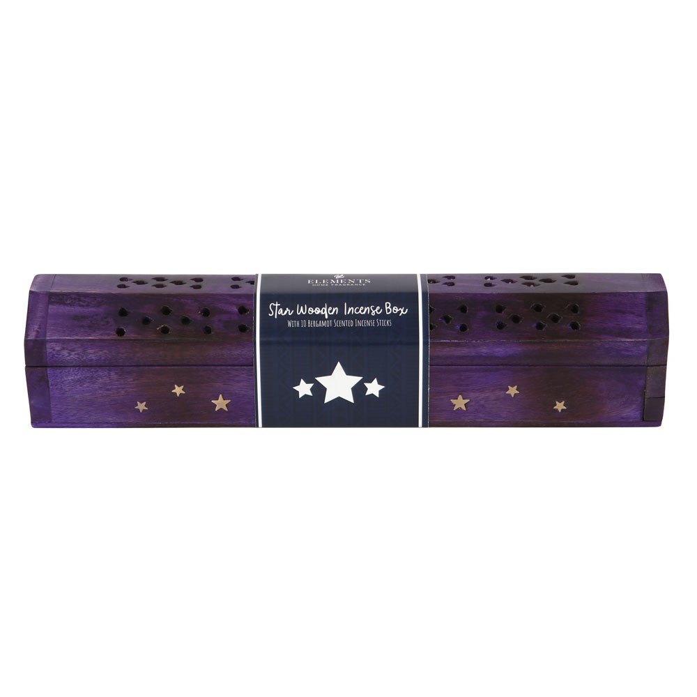 Star Wooden Incense Box & 10 Bergamot Incense Sticks