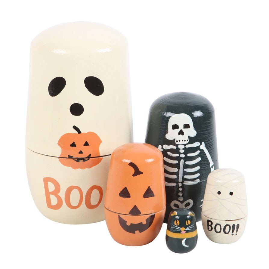 Halloween Wooden Russian Nesting Dolls – Set of 5