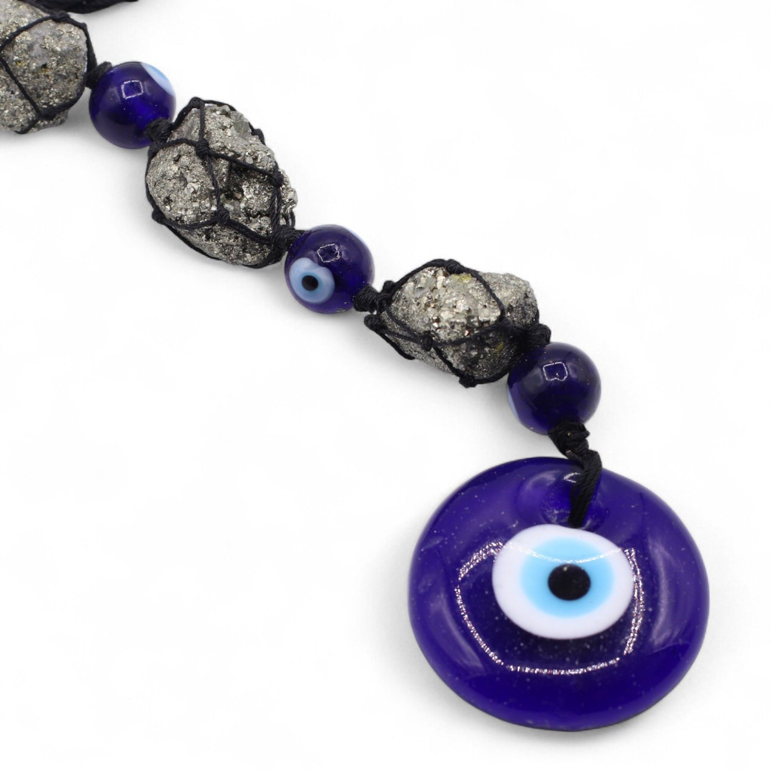 Pyrite & Evil Eye Hanging Gemstone Pendant