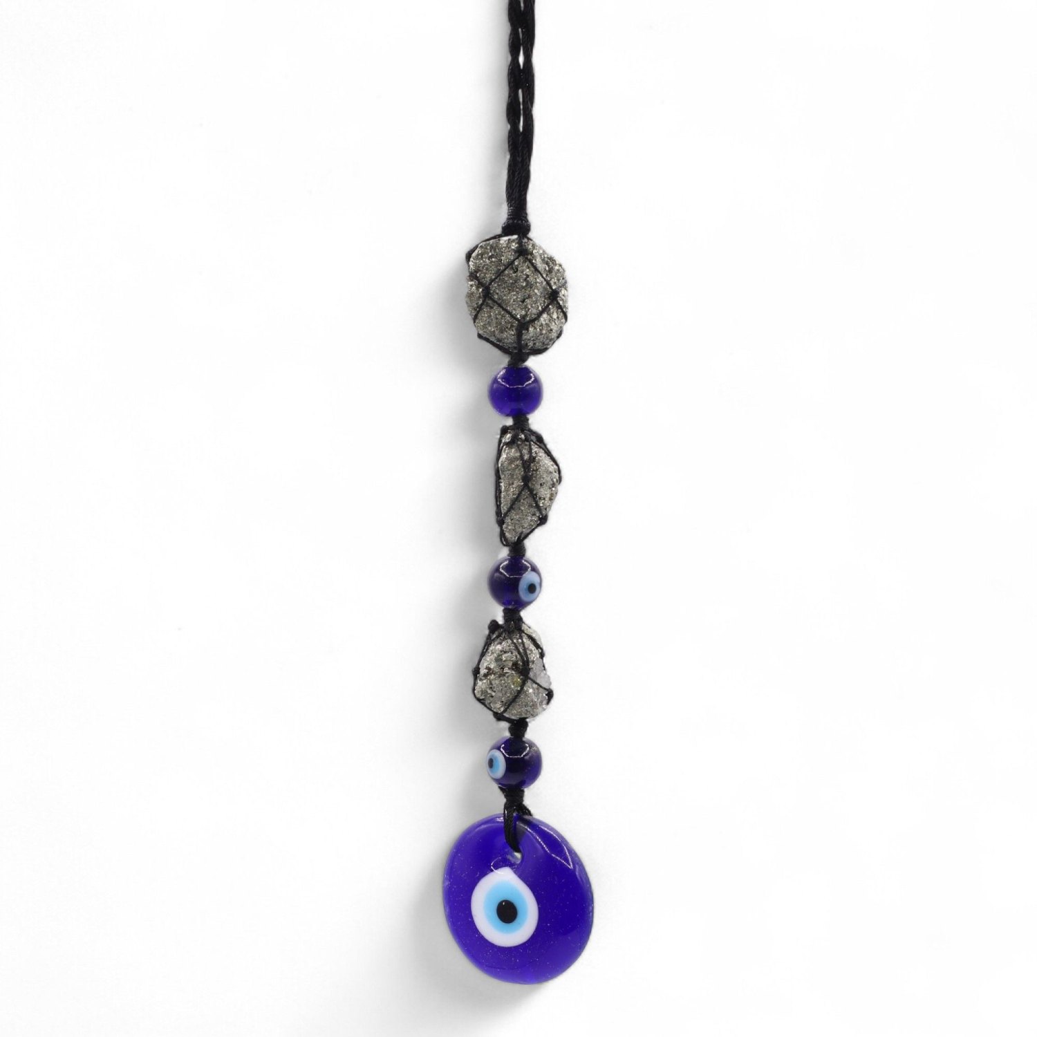 Pyrite & Evil Eye Hanging Gemstone Pendant1