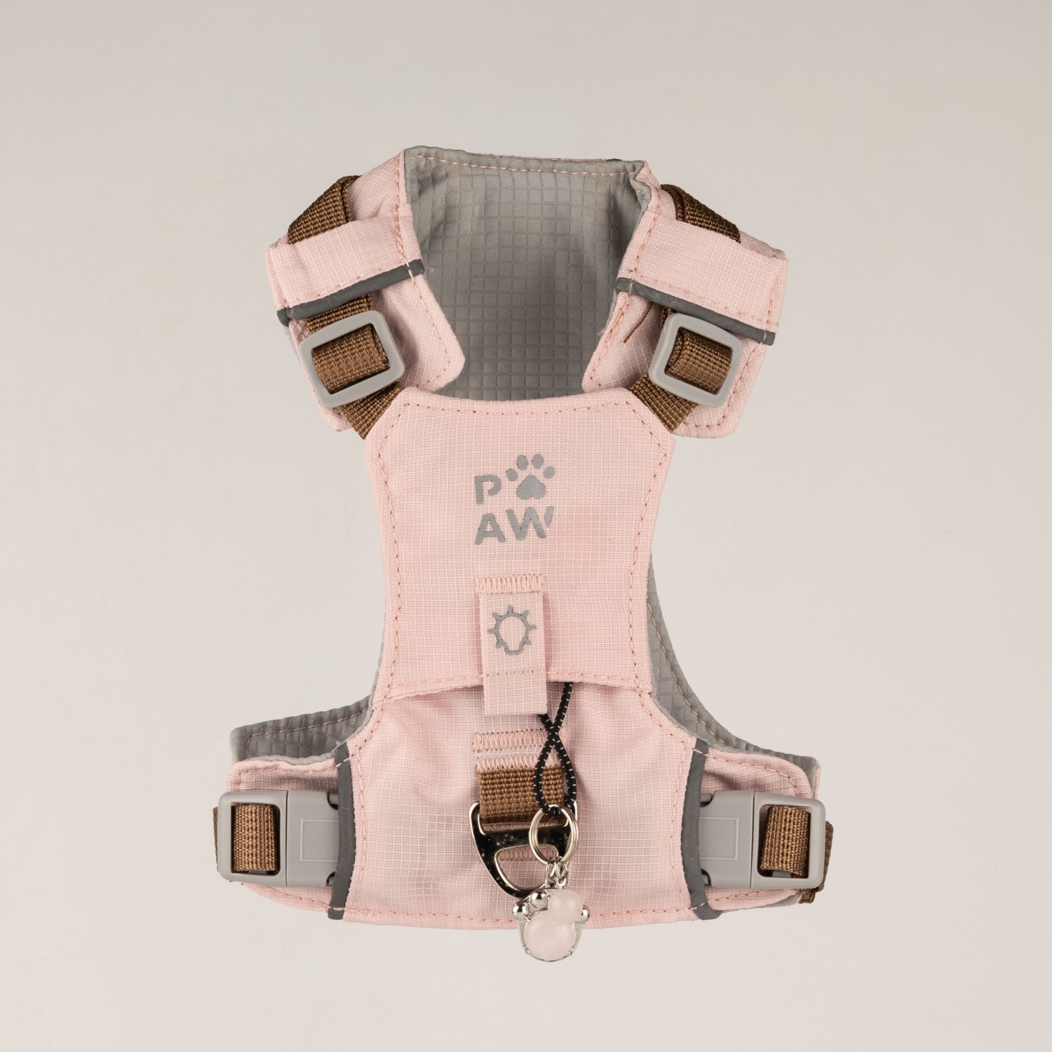 Soft Pink XS Guardian Dog Harness with Rose Quartz Charm1
