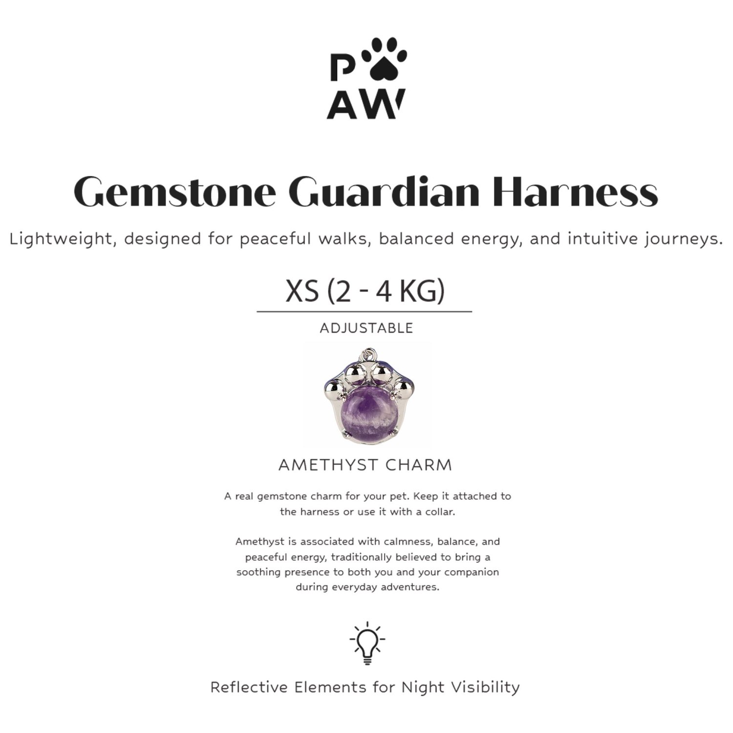 Lavender XS Guardian Dog Harness with Amethyst Charm5