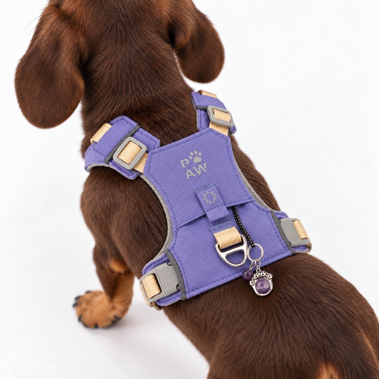 Lavender XS Guardian Dog Harness with Amethyst Charm9