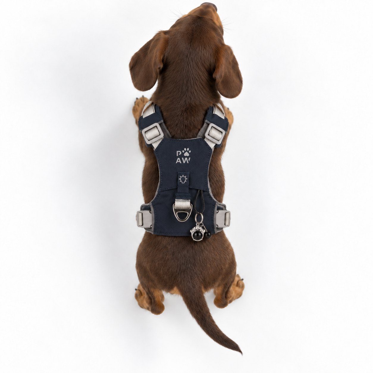 Rock Grey XS Guardian Dog Harness with Black Obsidian Charm10