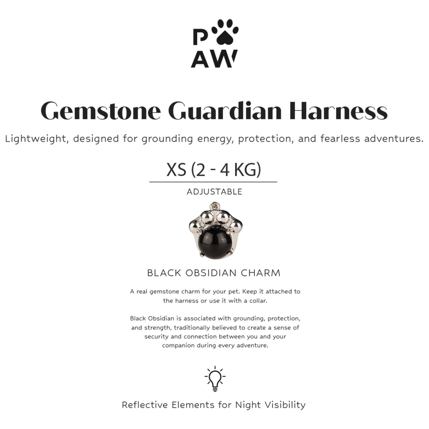 Rock Grey XS Guardian Dog Harness with Black Obsidian Charm5