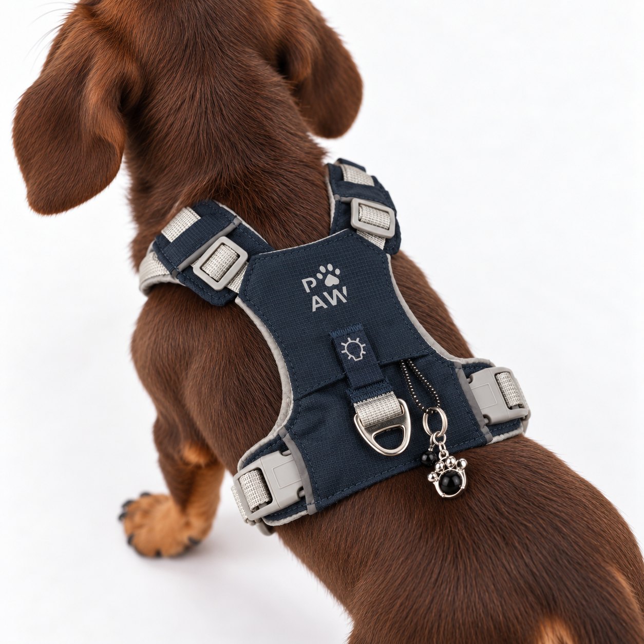 Rock Grey XS Guardian Dog Harness with Black Obsidian Charm9