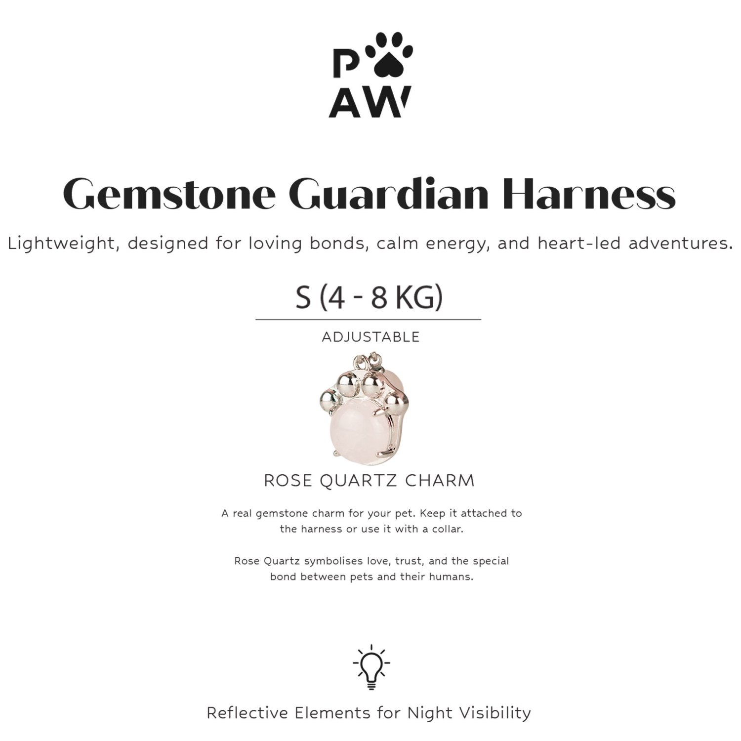 Soft Pink S Guardian Dog Harness with Rose Quartz Charm4