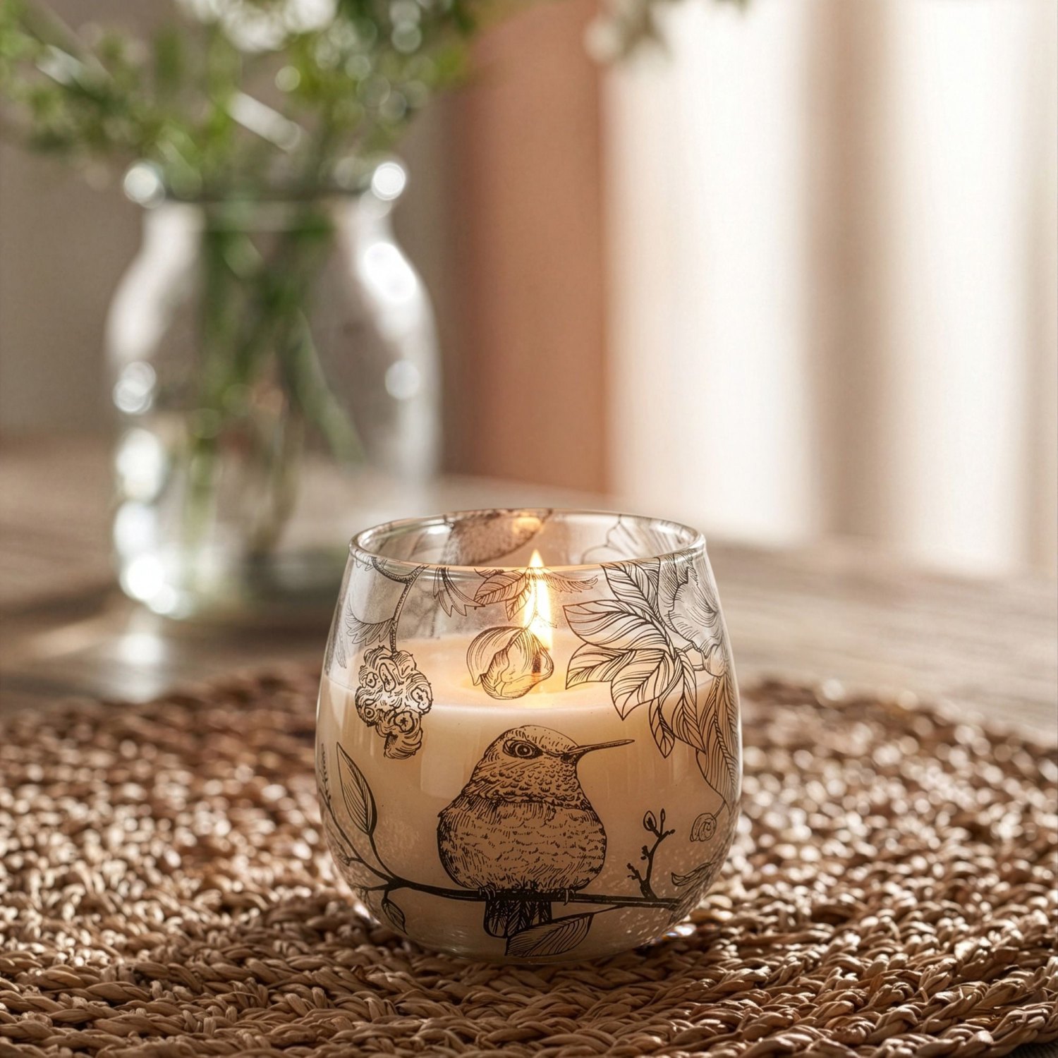 Small Drawn by Flame Botanical Glass Jar Candle1