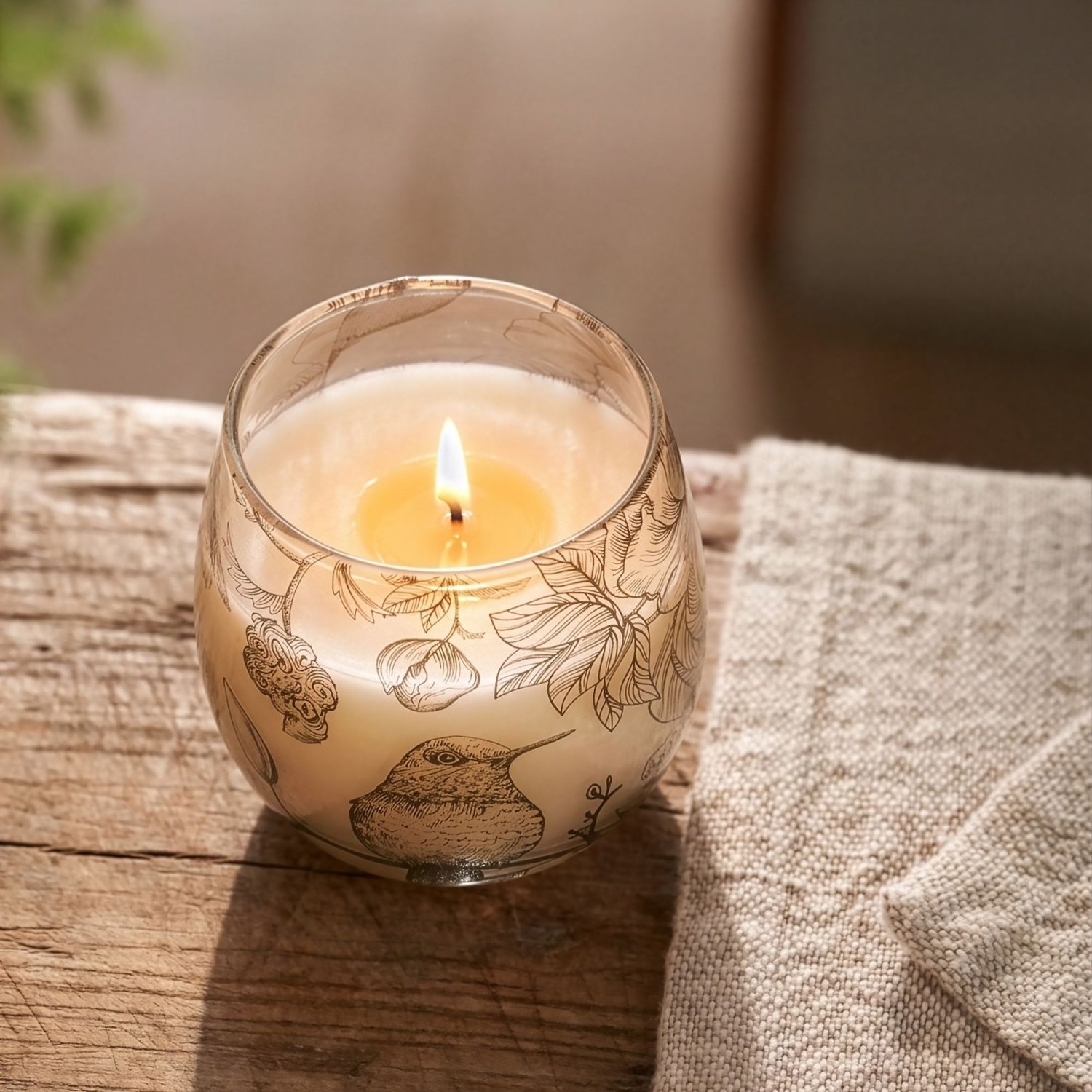 Small Drawn by Flame Botanical Glass Jar Candle4