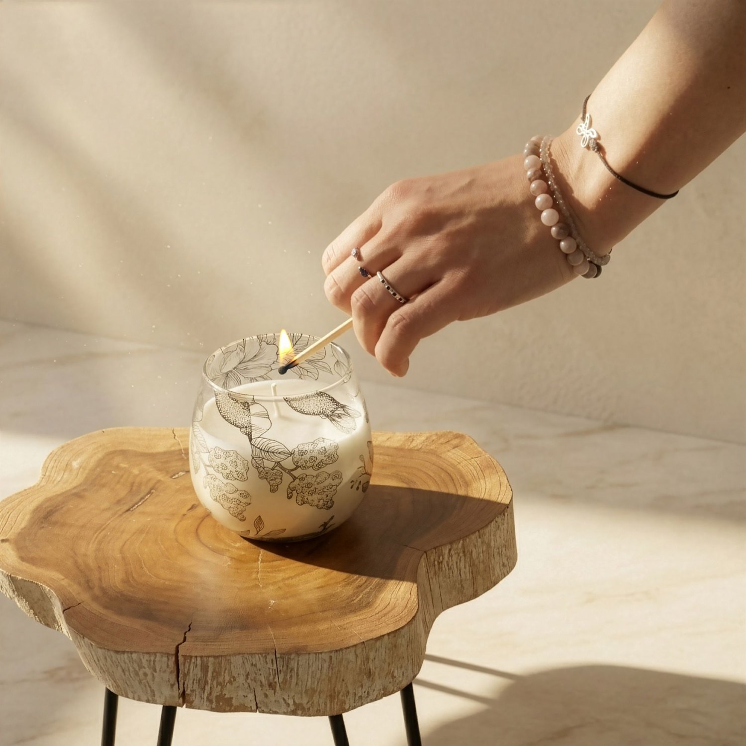 Small Drawn by Flame Botanical Glass Jar Candle5