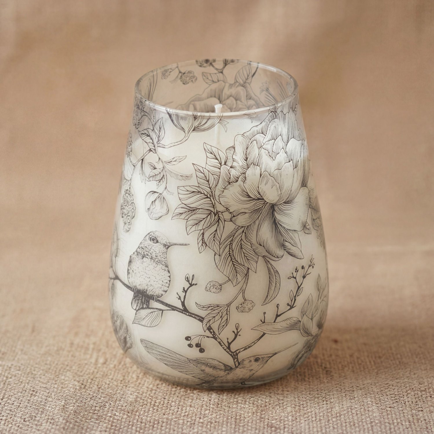 Tall Drawn by Flame Botanical Glass Jar Candle2