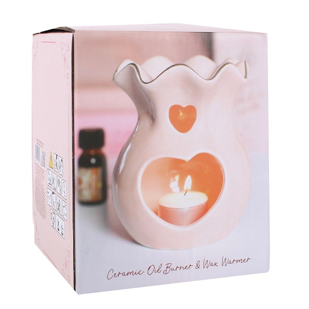 Pink Fluted Heart Oil Burner & Wax Warmer4