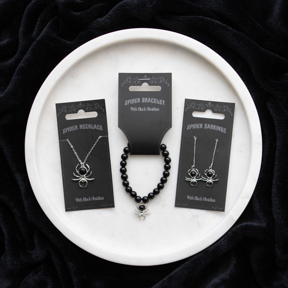 Black Obsidian Spider Threader Earrings4