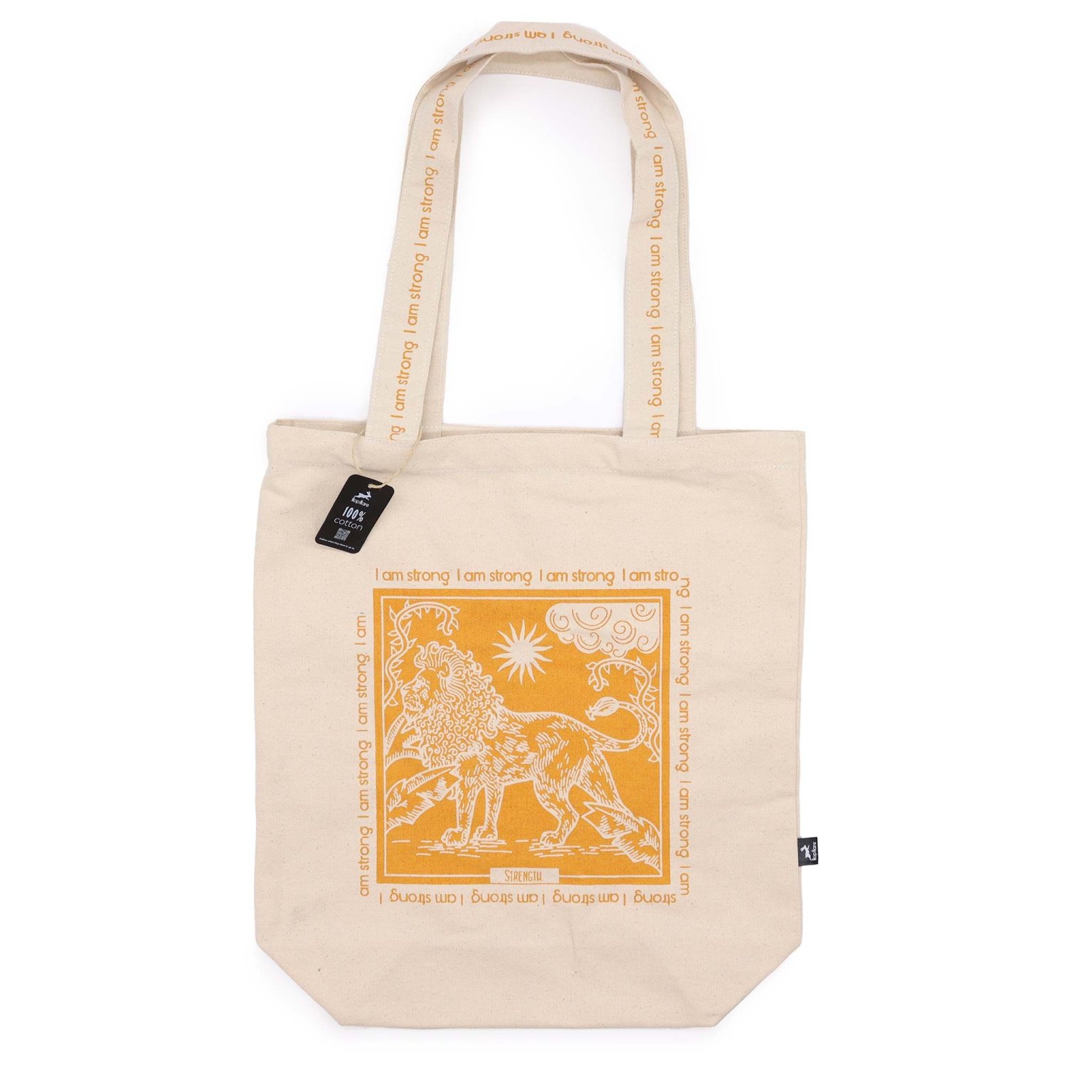 Hop Hare - I Am Strong - Tarot Cotton Canvas Tote Bag