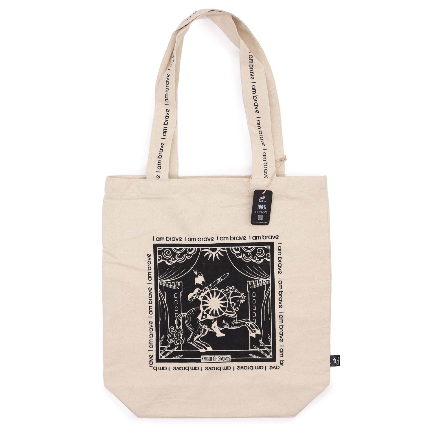 Hop Hare - I Am Brave - Tarot Cotton Canvas Tote Bag