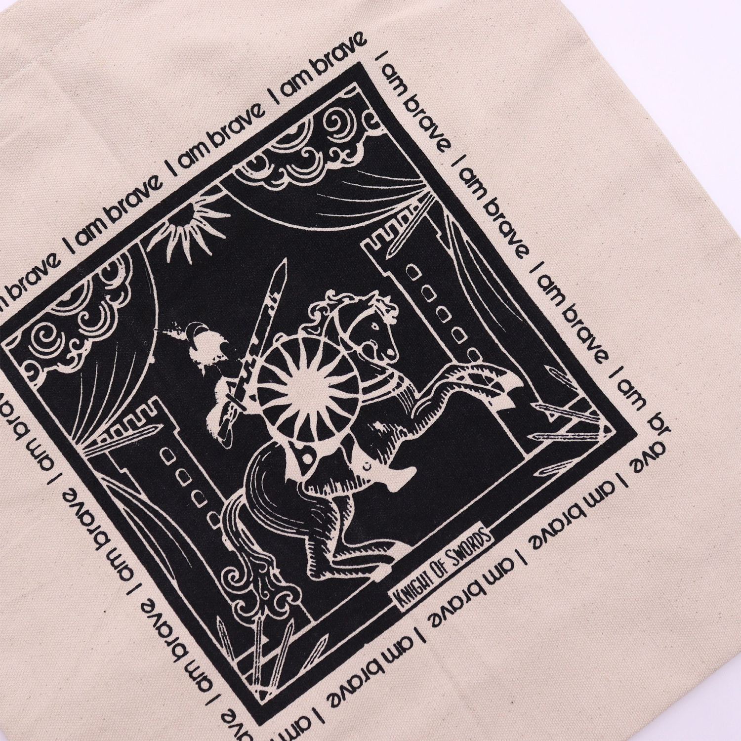 Hop Hare - I Am Brave - Tarot Cotton Canvas Tote Bag1