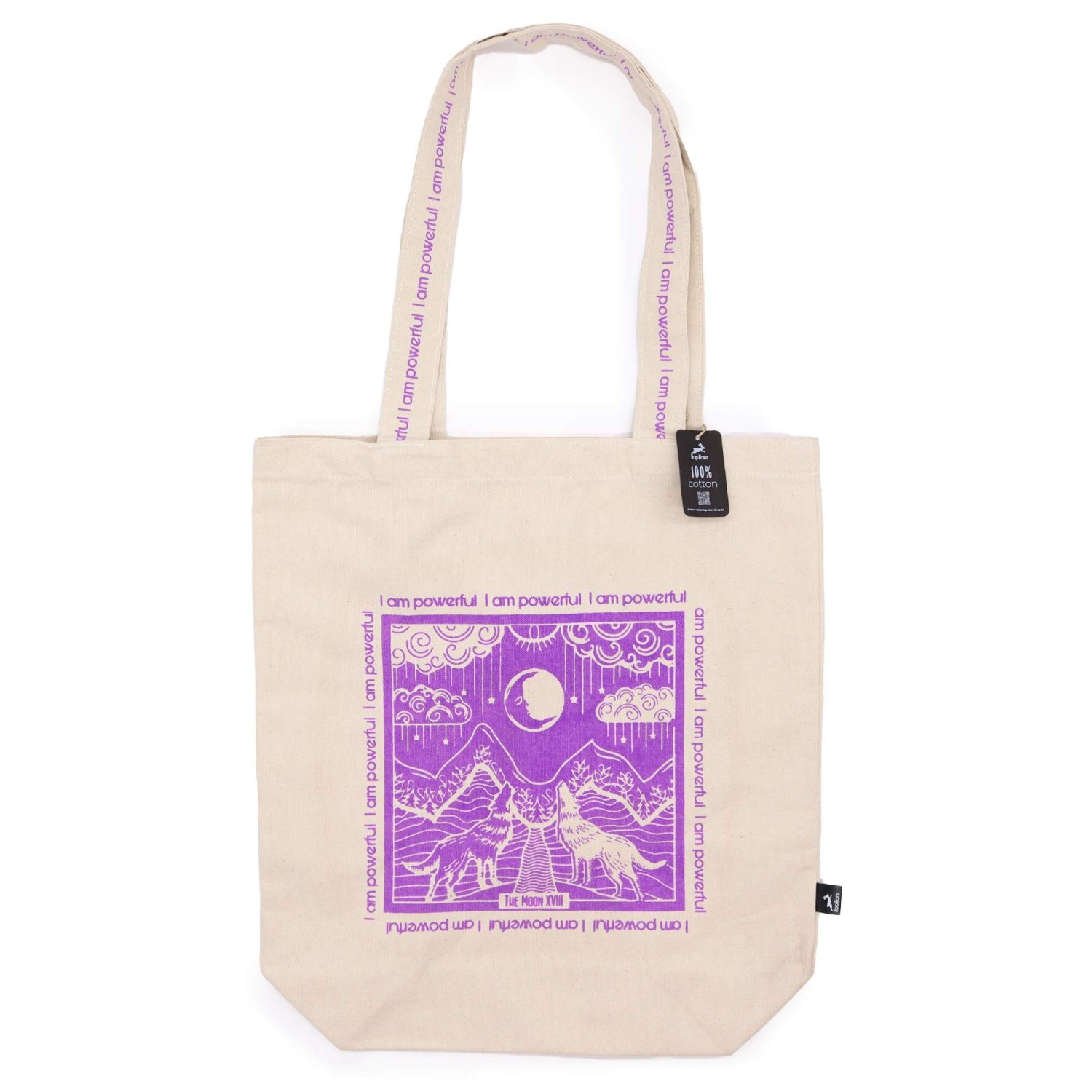Hop Hare - I Am Powerful - Tarot Cotton Canvas Tote Bag