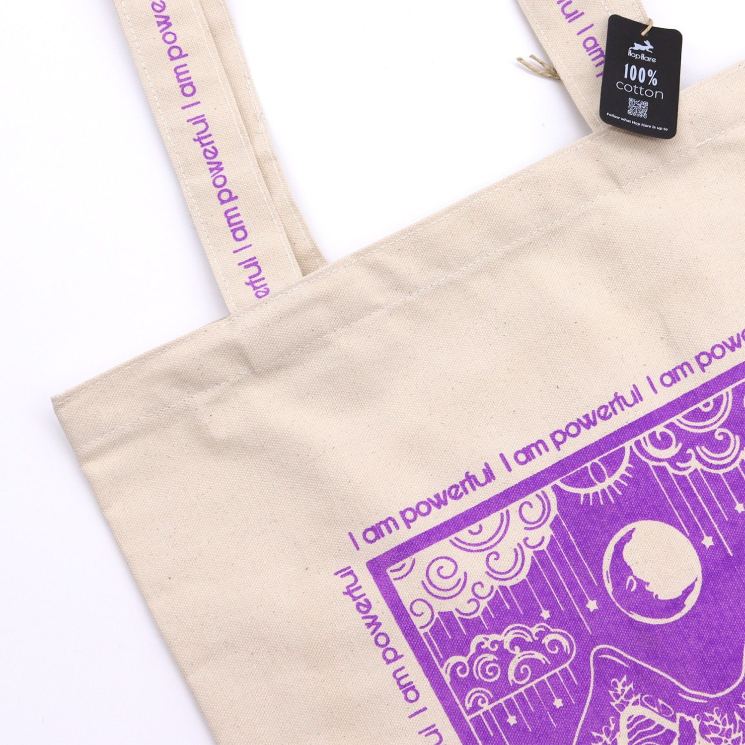 Hop Hare - I Am Powerful - Tarot Cotton Canvas Tote Bag1