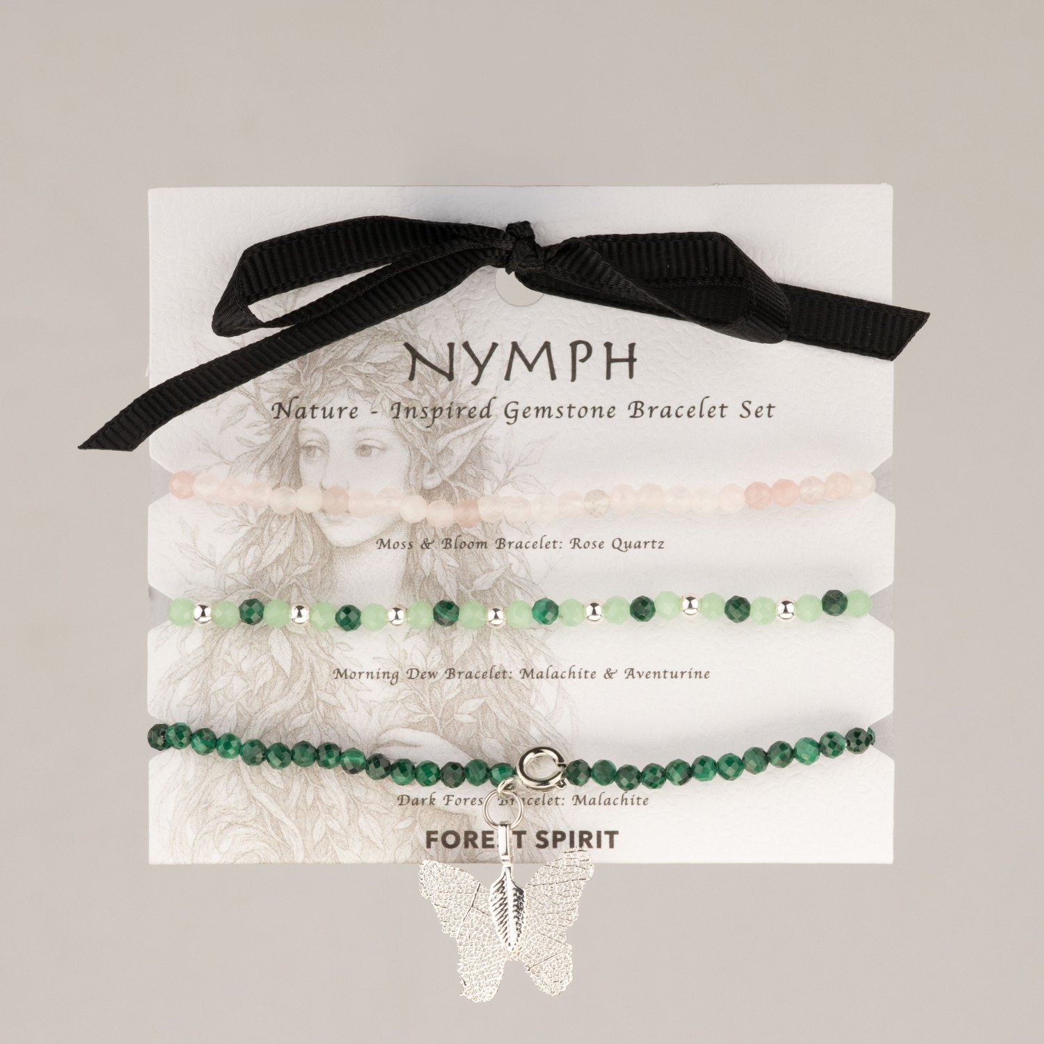 Nymph Forest Spirit Gemstone Bracelet Set – 3 Bracelets