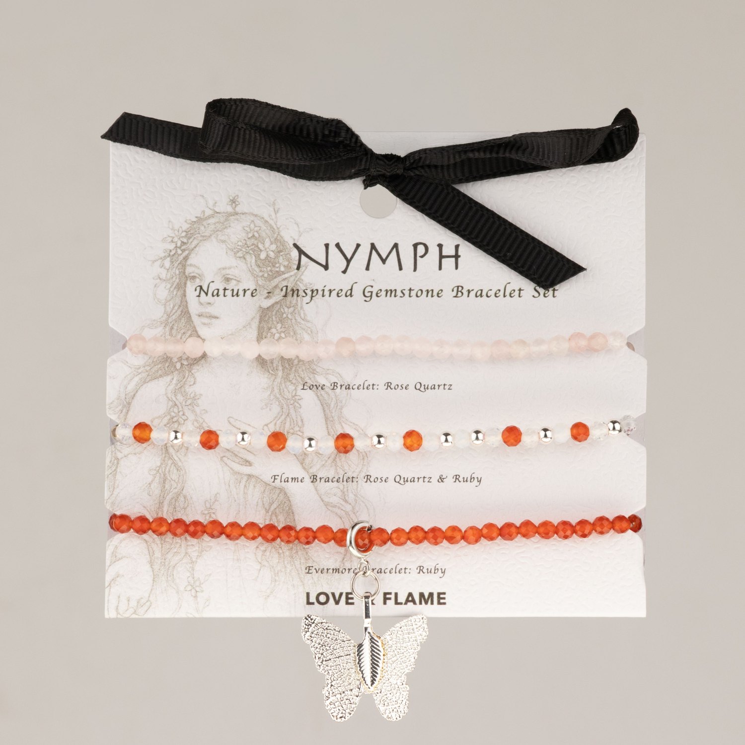 Nymph Love & Flame Gemstone Bracelet Set – 3 Bracelets