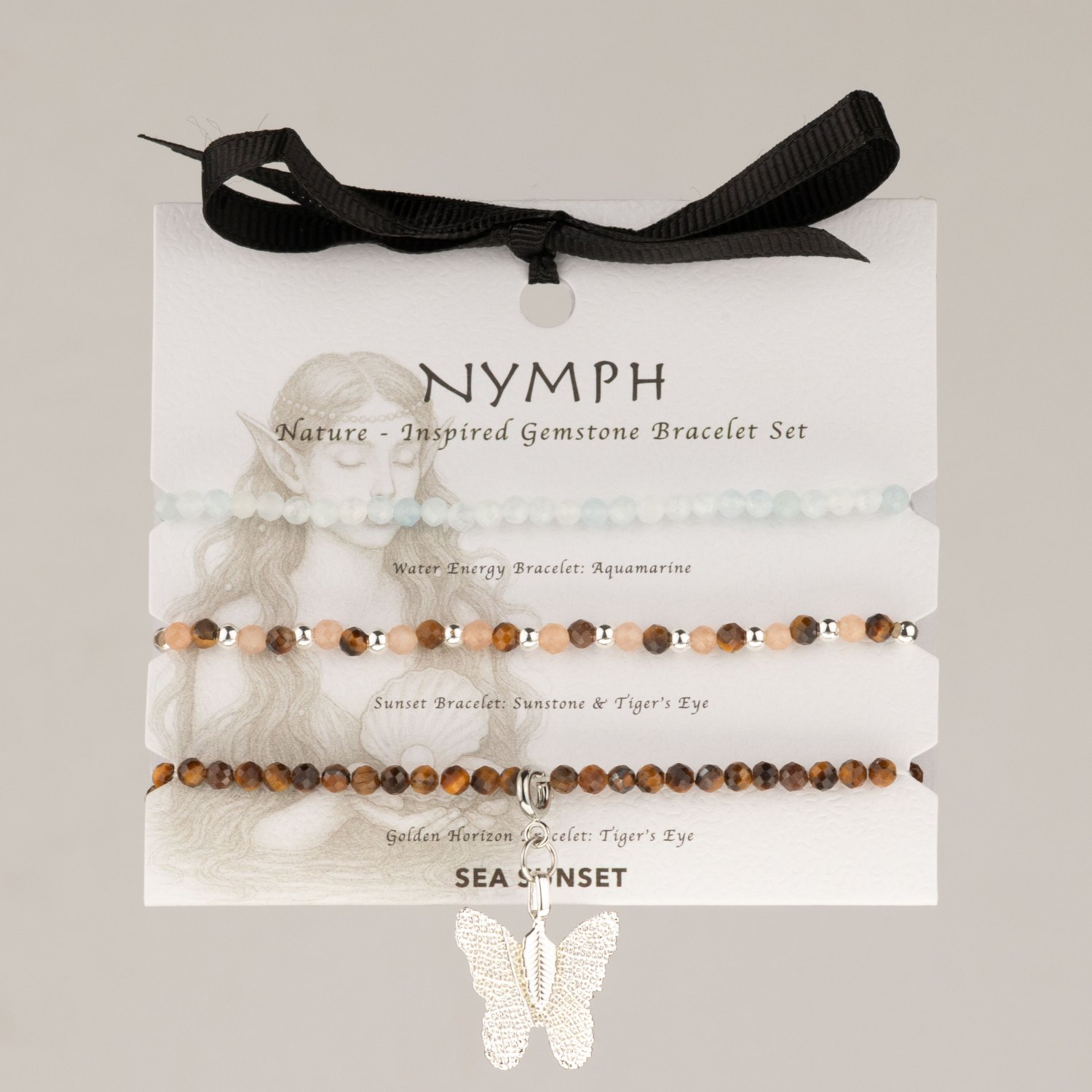 Nymph Sea Sunset Gemstone Bracelet Set – 3 Bracelets