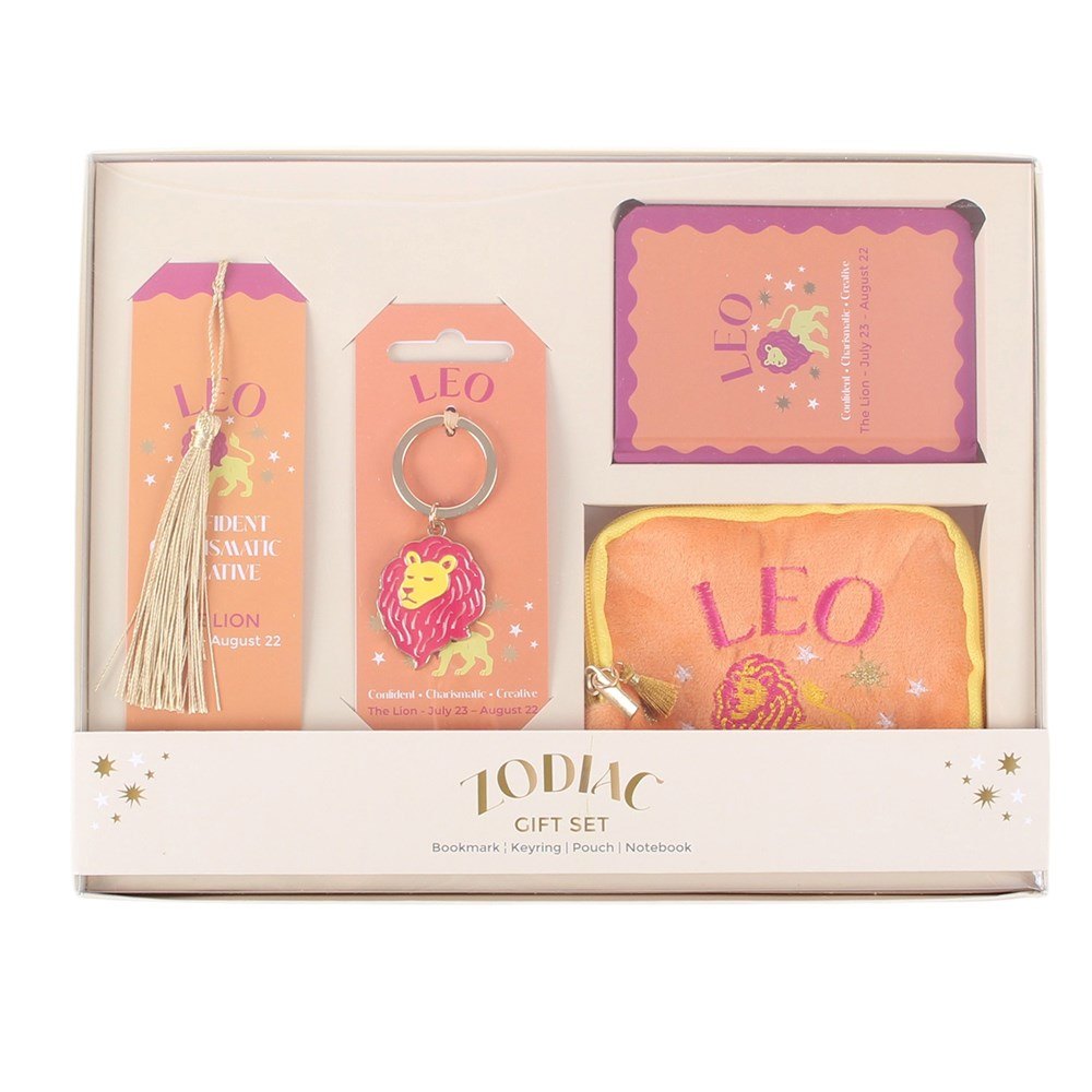 Zodiac Zest Leo Gift Set – Bookmark, Keyring, Notebook & Pouch