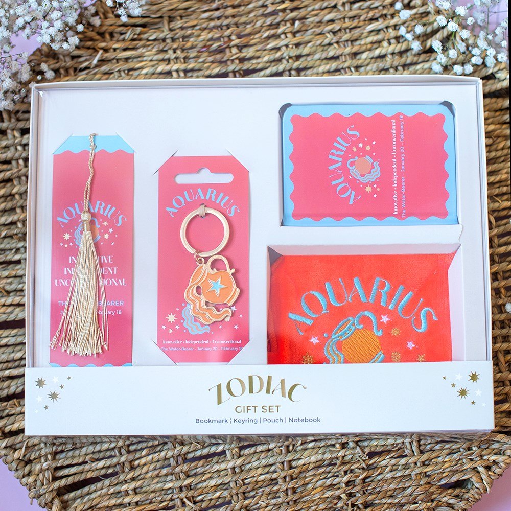 Zodiac Zest Aquarius Gift Set – Bookmark, Keyring, Notebook & Pouch5