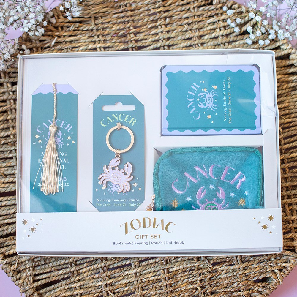 Zodiac Zest Cancer Gift Set – Bookmark, Keyring, Notebook & Pouch5