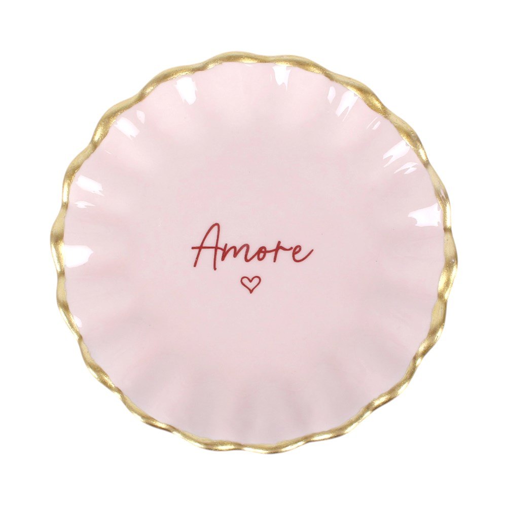 Pink Amore Pedestal Ceramic Trinket Dish1