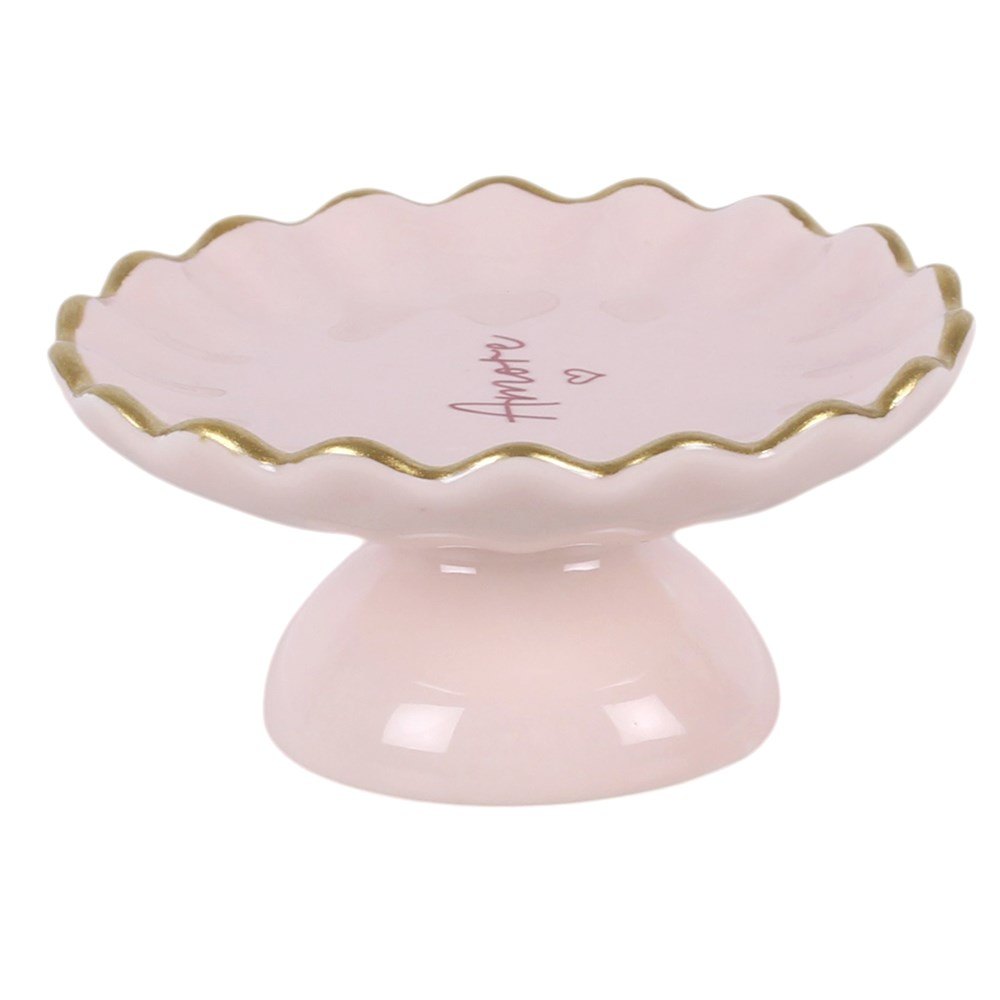 Pink Amore Pedestal Ceramic Trinket Dish2