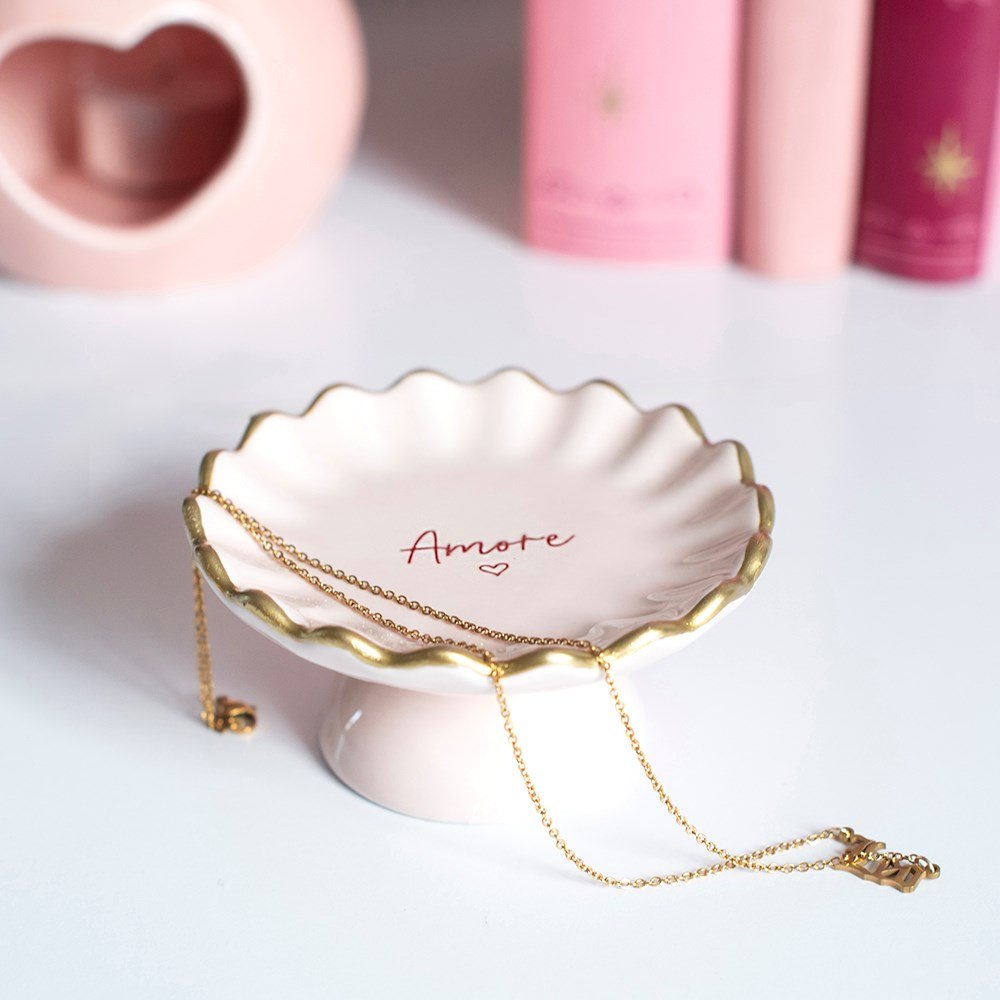 Pink Amore Pedestal Ceramic Trinket Dish4