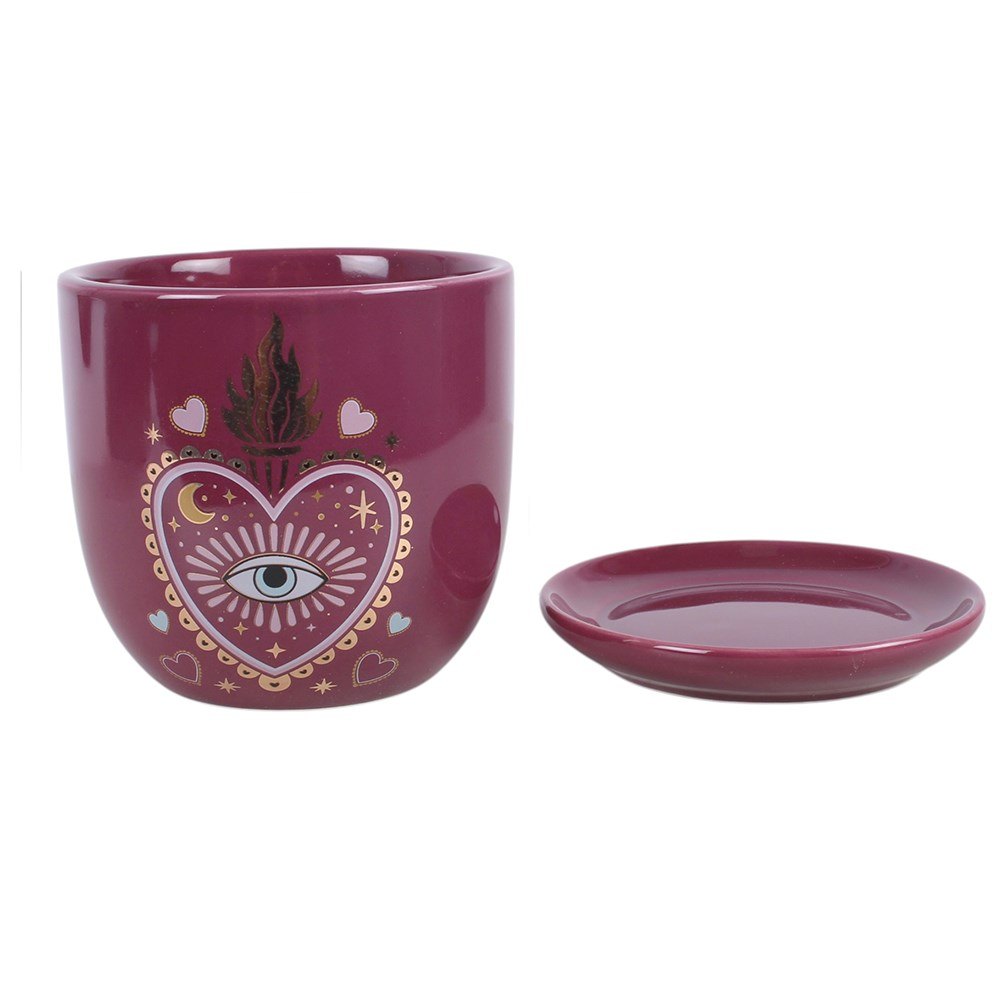 Sacred Sight Purple Heart & All-Seeing Eye Plant Pot with Saucer1