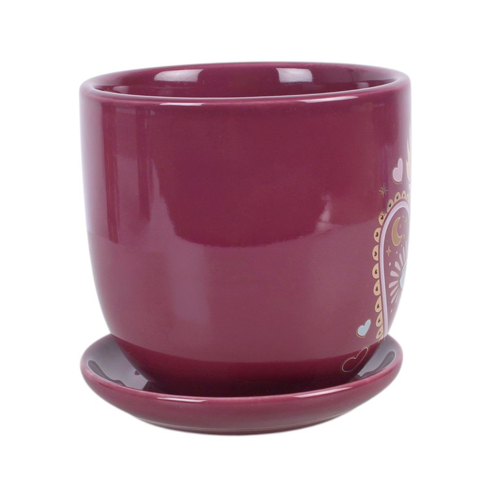 Sacred Sight Purple Heart & All-Seeing Eye Plant Pot with Saucer2