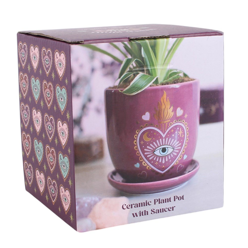 Sacred Sight Purple Heart & All-Seeing Eye Plant Pot with Saucer4