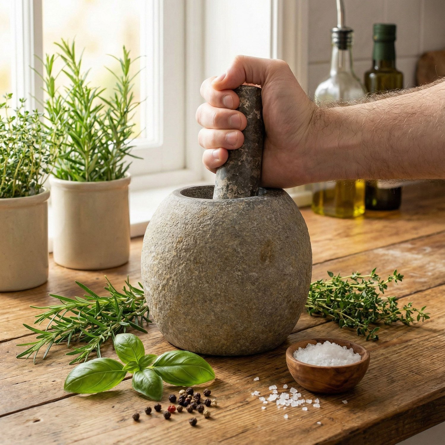 Large Natural Riverstone Pestle & Mortar - Approx. 15 x 12cm4