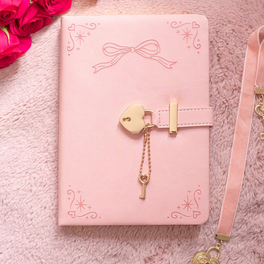 Pink Faux Leather A5 Diary with Lock & Key3