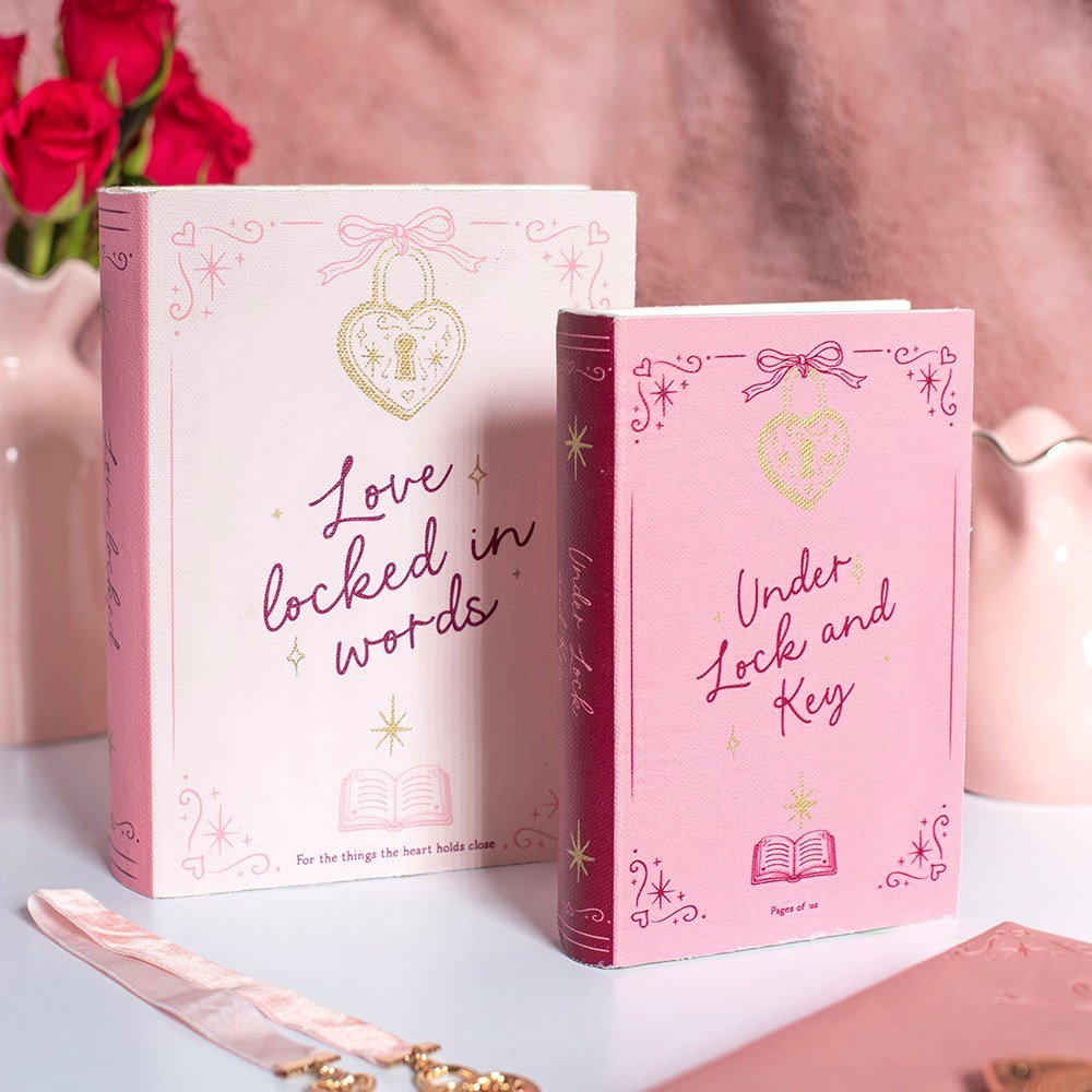 Heart Locket Book-Shaped Storage Boxes – Set of 24