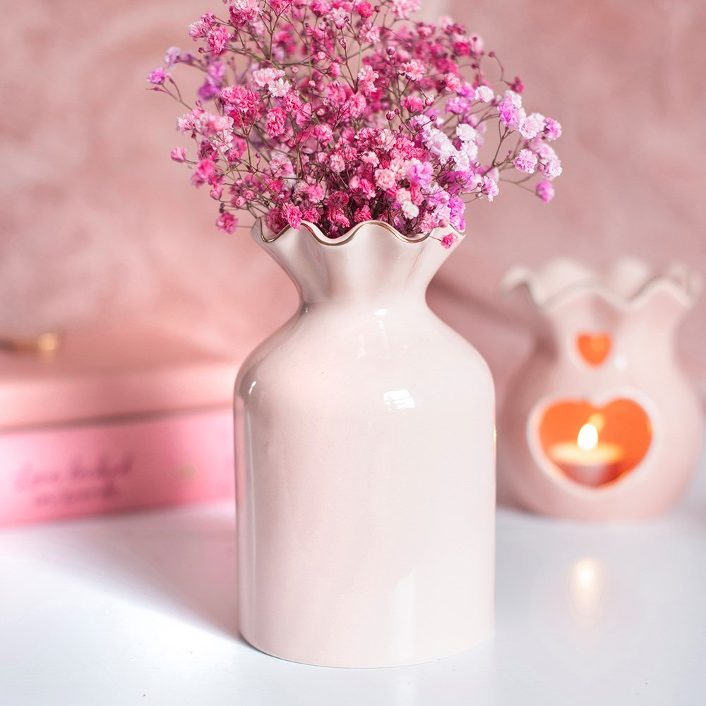 Pink Fluted Ceramic Flower Vase2
