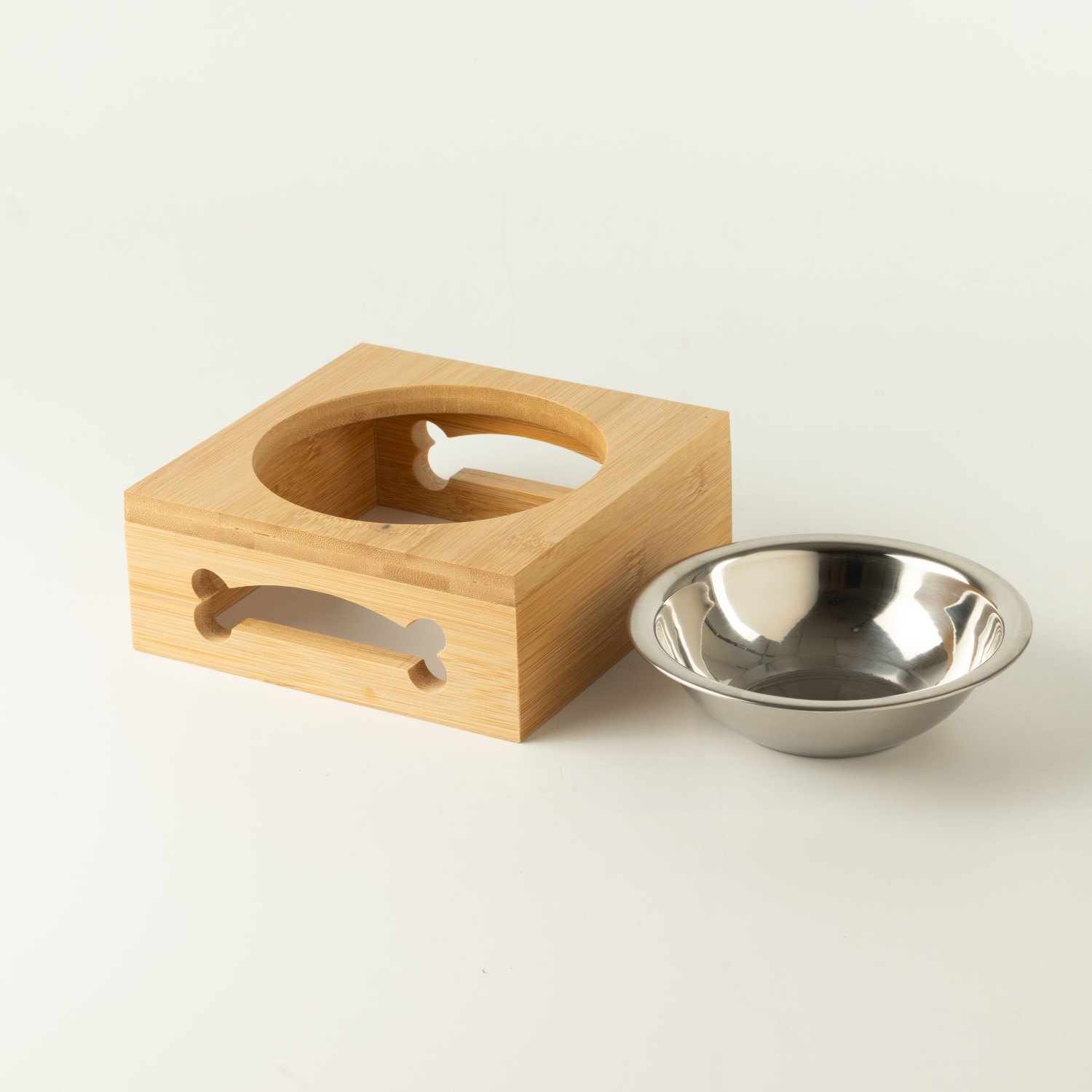 PAW 12cm Stainless Steel Pet Bowl with Wooden Stand1