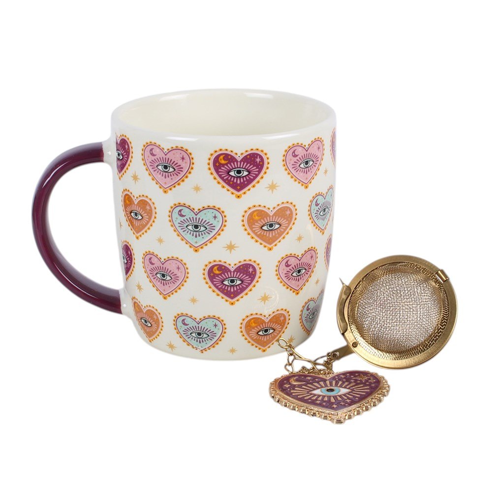 Sacred Sight Heart Print Mug & Tea Infuser Set – 500ml
