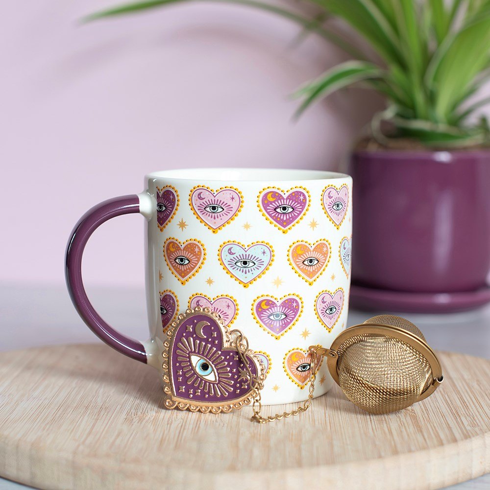 Sacred Sight Heart Print Mug & Tea Infuser Set – 500ml5