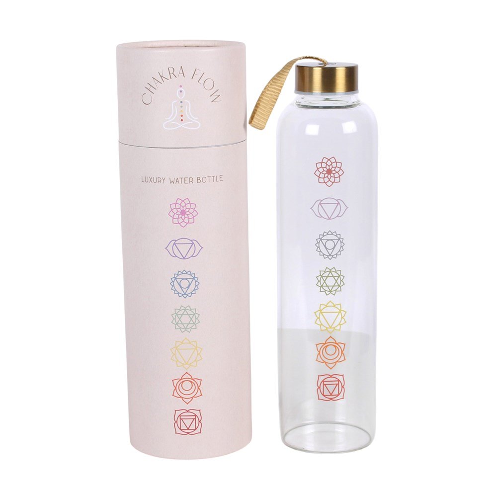 Chakra Flow 750ml Reusable Glass Water Bottle